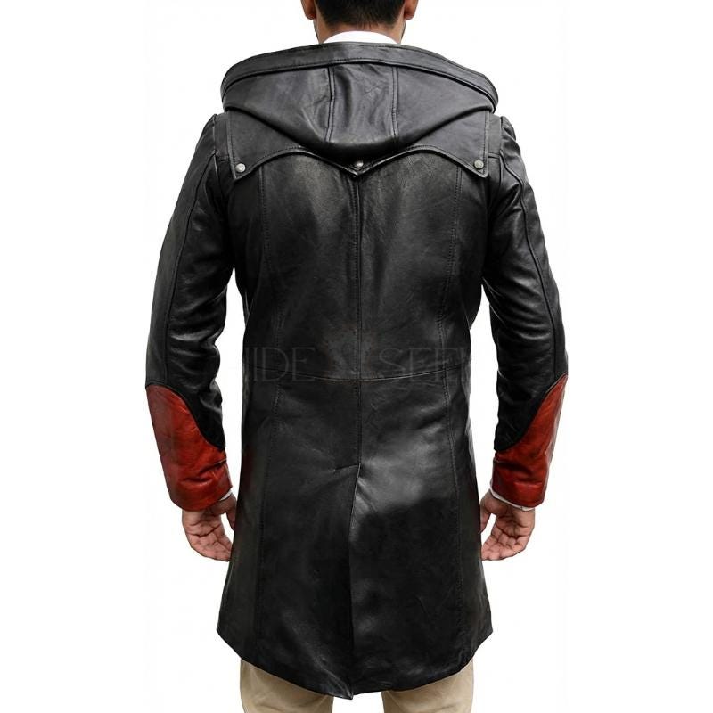 Handmade Black & Red Demon Hunter Trench Coat | Gothic Slasher Hooded ...
