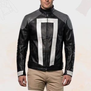 Handmade Leather Rider Jacket with White Racing Stripe | Urban Anti-Hero Biker Jacket | Motorcycle Superhero Inspired Streetwear