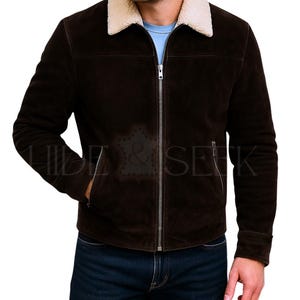 Men’s Dark Brown Suede Jacket – Vintage TV Style