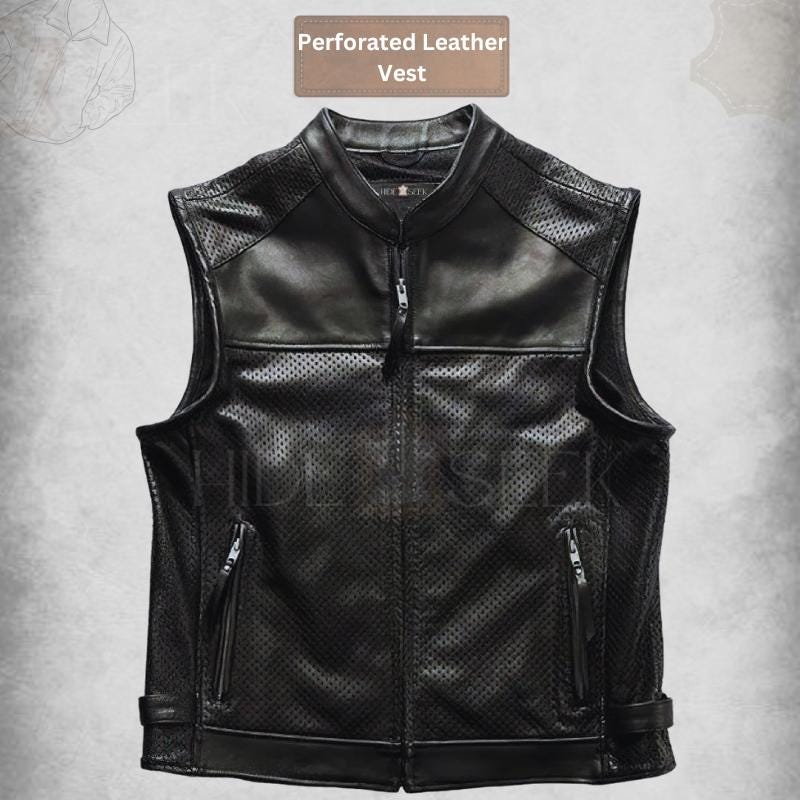 Gilet Da Donna Con Zip In Vera Pelle Di Vacchetta Da Moto Con Lacci