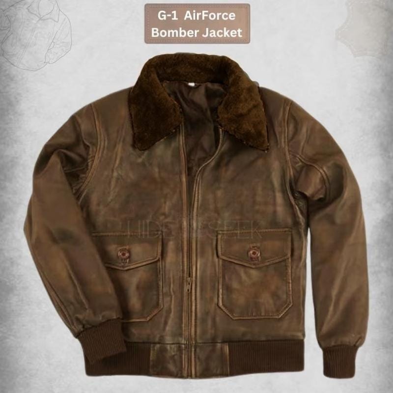 Handmade Distressed Brown Leather Aviator Bomber Jacket | G-1