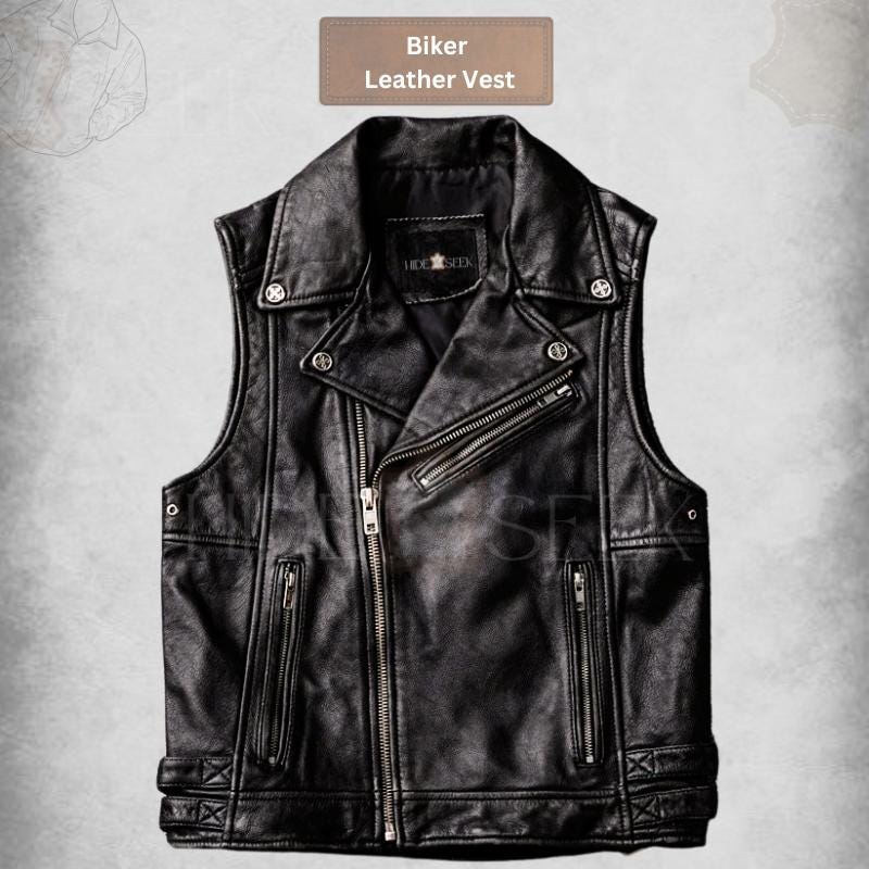 Leather King Gilet Moto Pelle Uomo – Pizzo Laterale Regolabile, Taglia 36