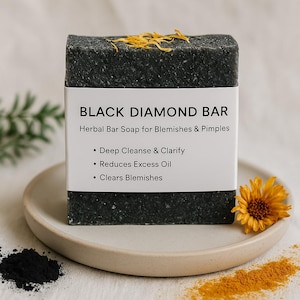 Black Diamond - Sapone anti-imperfezioni/carbone, tea tree, supporto alle imperfezioni a base di erbe