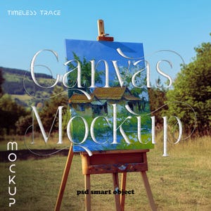 Editable Canvas Mockup Frame Vertical 3D Photoshop Template Simple Art Print Mockup High Resolution Digital File for Artists