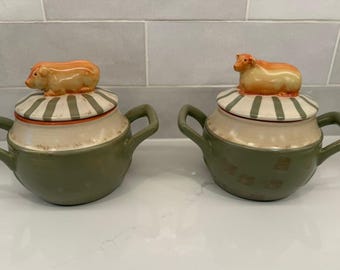 Nikko Country Market Individual Soup Tureens with Lid Cow and Pig