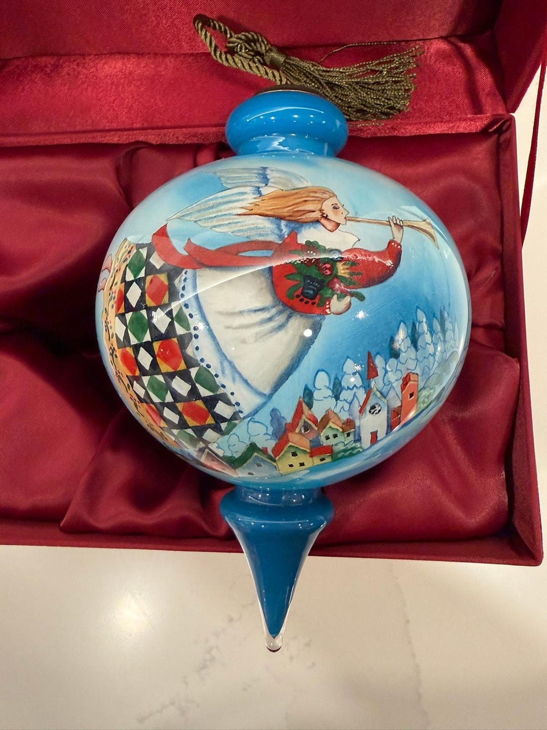Neqwa Art Hand Painted Glass Christmas Ornament Angel Jim Shore - Etsy