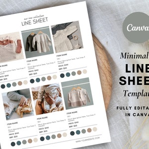 Baby Boutique Line Sheet Canva Template, INSTANT DOWNLOAD, Simple Wholesale Product Catalogue, Clothing Pricing List, 1 Page Sales Sheet