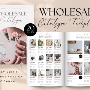 Canva Wholesale Catalogue + Line Sheet Template, Product + Gift Catalog, Sales Sheet, Editable Business Guide, Minimalist, Pottery, Pink