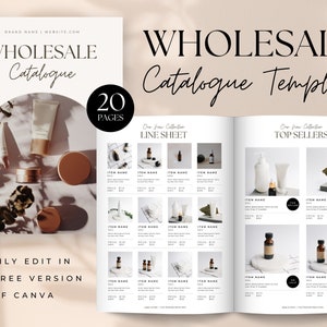 Wholesale Catalogue + Line Sheet Canva Template, Product + Gift Catalog, Sales Sheet, Editable Business Guide, Boutique, Beige, Minimalist