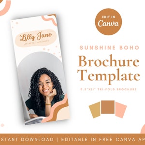 Sunshine Boho Trifold Brochure Template: Editable Canva Design (8.5x11in) (Digital Download)