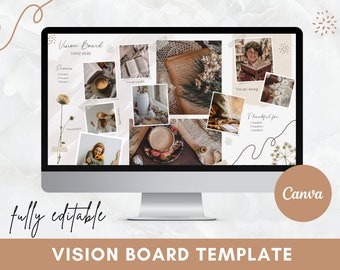 Boho Vision Board Canva Template: Minimalist Mood Board (Digital Download)