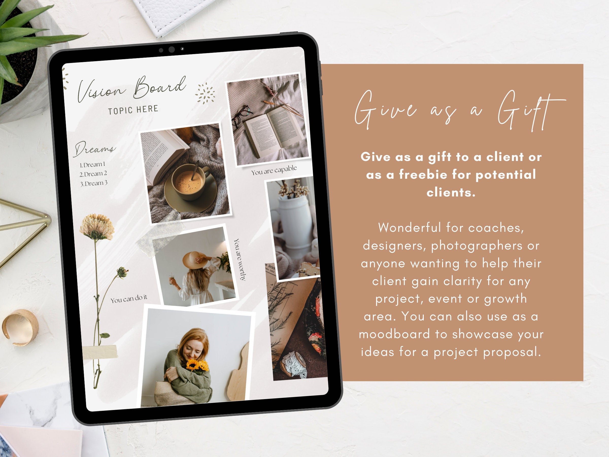 Vision Board Canva Template, INSTANT DOWNLOAD, Digital Template, 2024