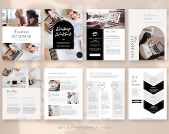 Plantilla de ebook negro de Coaching empresarial Canva, Emprender, Plantilla de Canva, Libro de trabajo editable, Imán de clientes potenciales, Guía de marketing minimalista