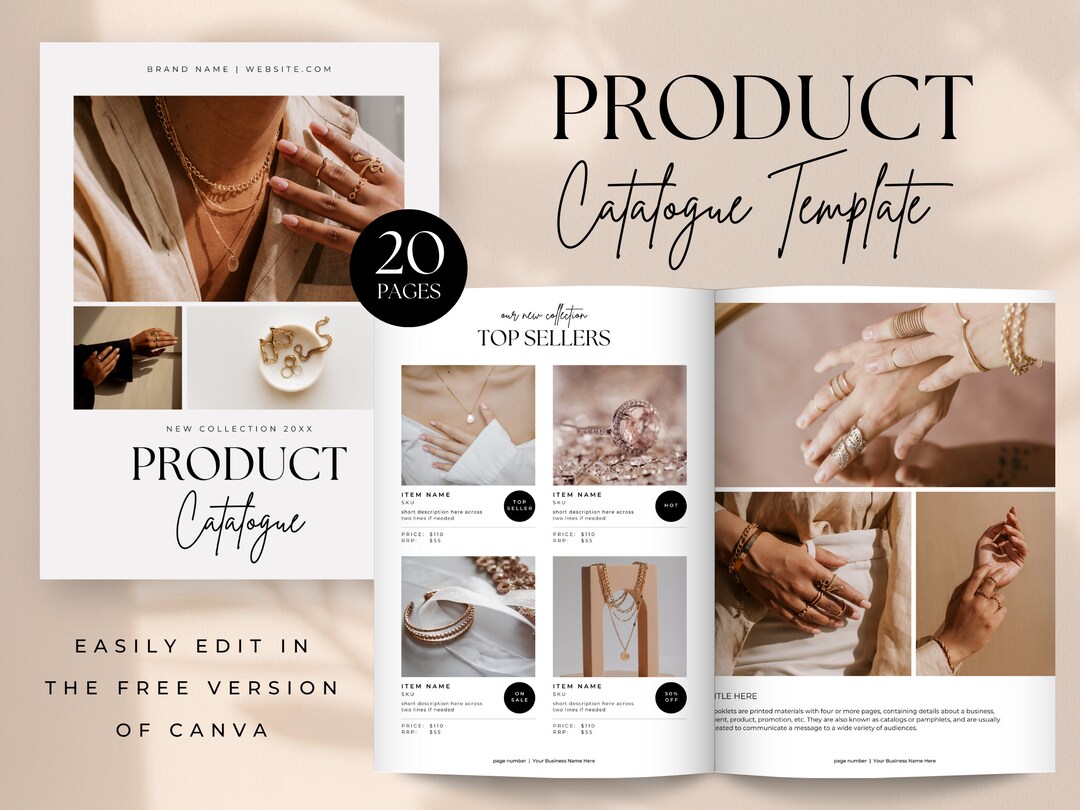 Product Catalog Template Canva, Jewelry Business Template, Editable