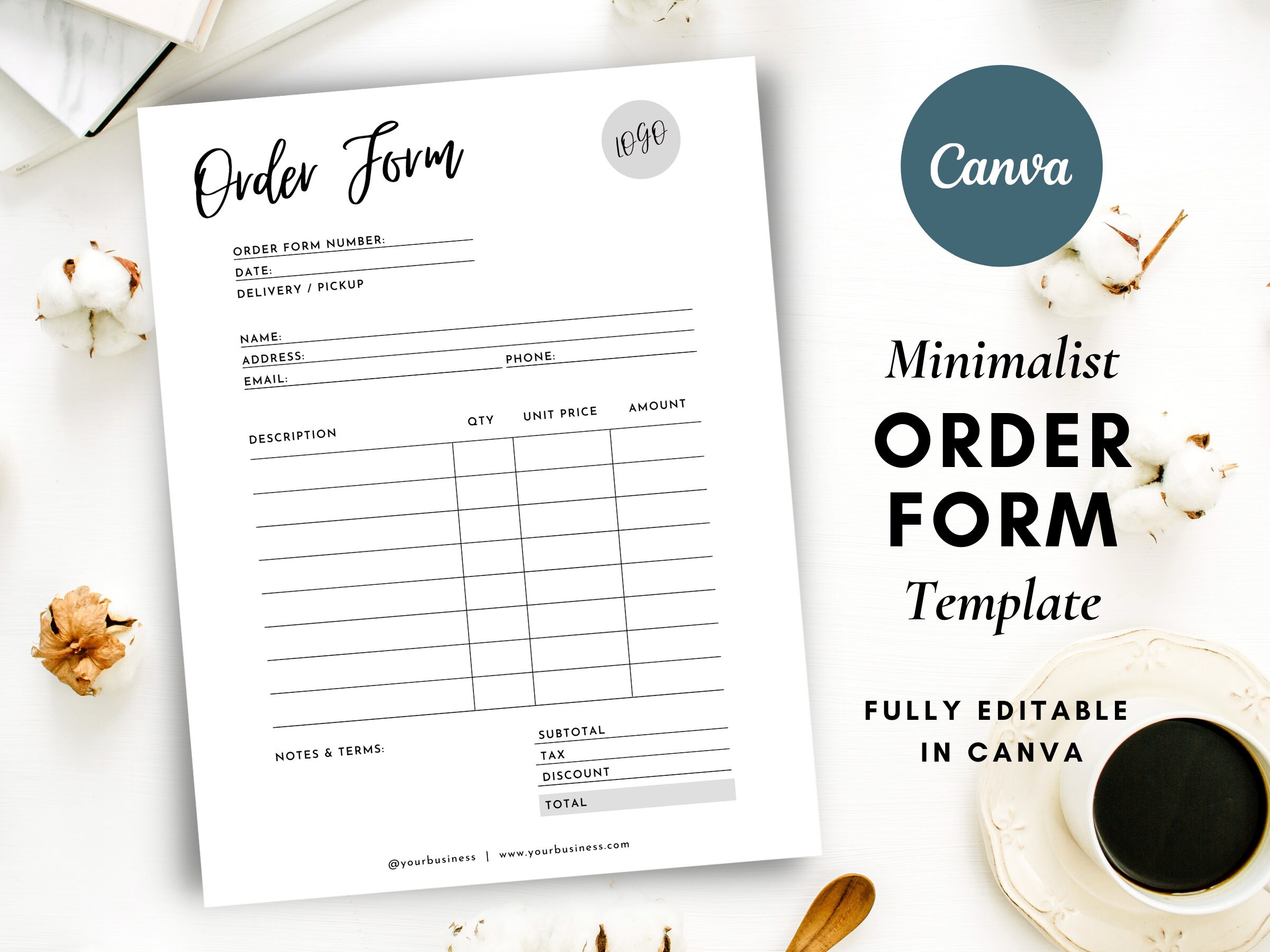 Minimalist Order Form Template: Custom Canva Design (printable) - Etsy