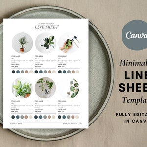 Line Sheet Template for Wholesale, INSTANT DOWNLOAD, Wholesale Catalogue, Canva Template, Plant Shop Pricing, Minimalist, Flourish Templates