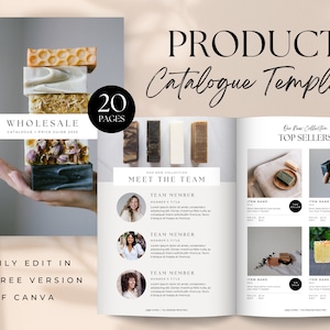 Modello di catalogo prodotti Canva, modello di attività di sapone, catalogo prodotti + regali modificabile, foglio di vendita e linea minimalista, Beige Boutique