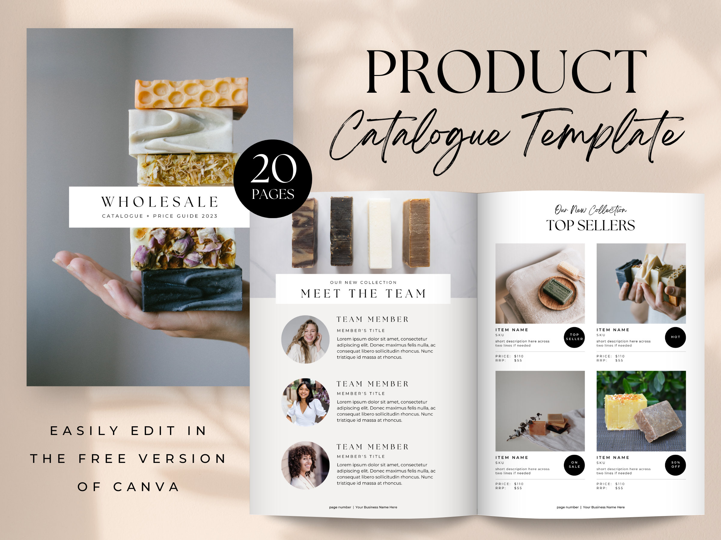 Product Catalog Template Canva, Soap Business Template, Editable