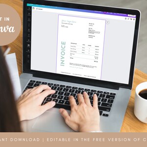 Clean Invoice Template Canva, INSTANT DOWNLOAD, Invoices for Business, Simple, Tan, Minimalist, Digital, Printable, Flourish Templates Co zdjęcie 5