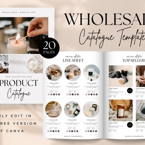 Canva Wholesale Catalogue + Line Sheet Template, Product + Gift Catalog, Sales Sheet, Editable Business Guide, Minimalist, Candle Boutique