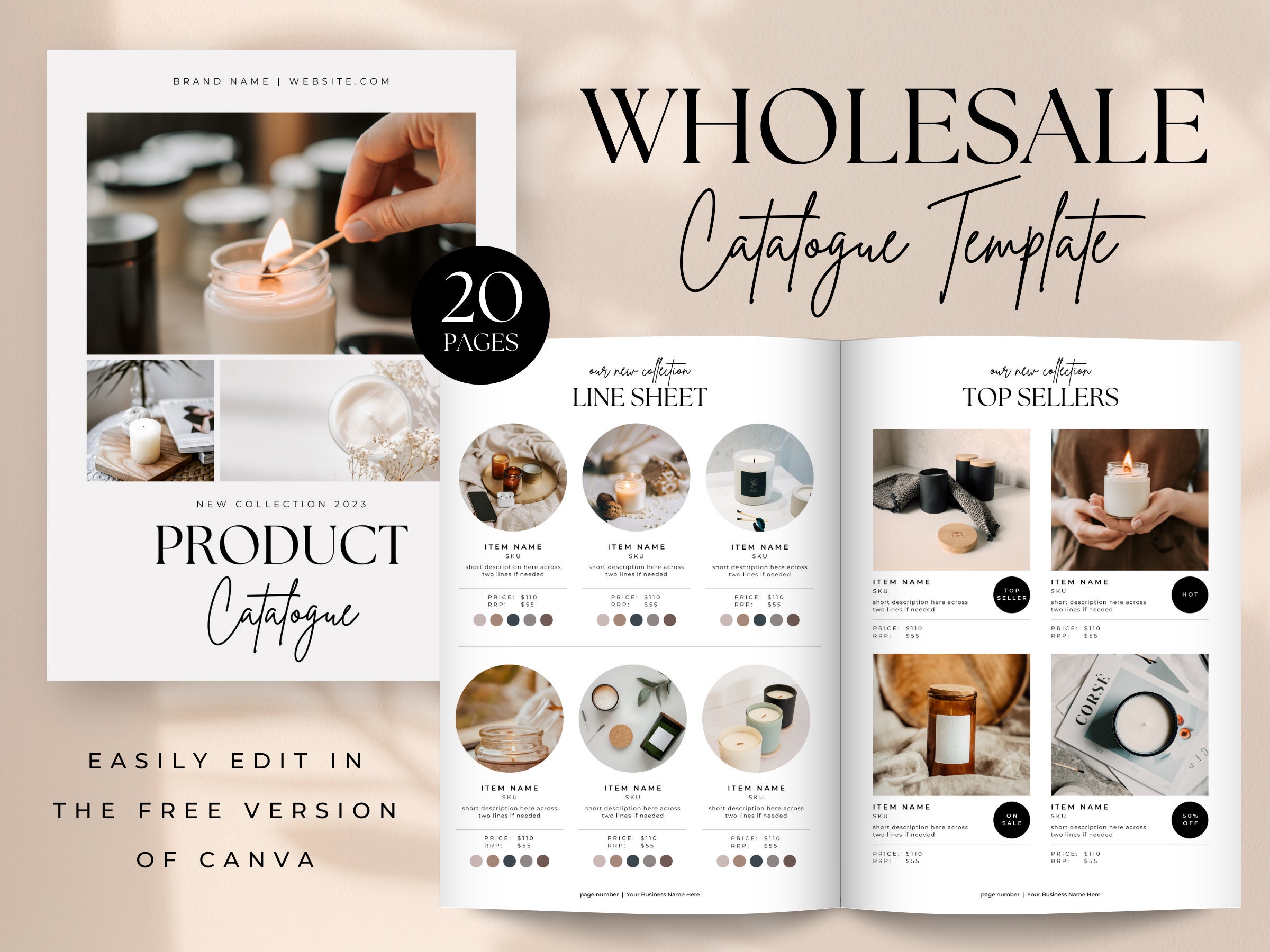 Canva Wholesale Catalogue + Line Sheet Template, Product + Gift Catalog