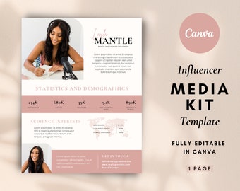 Media Kit Instagram Influencer, 1 Seite Canva Template, Minimalist Rose Pink Press Kit, Blogger, Coach, Facebook, Instagram, TikTok, Youtube