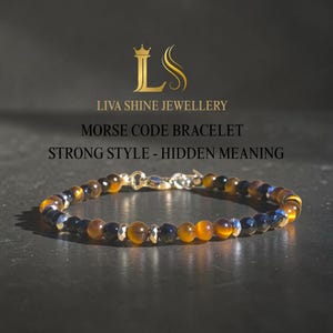 Morse Code Bracelet, Onyx Tiger Eye Hematite Beaded Secret Message Jewelry