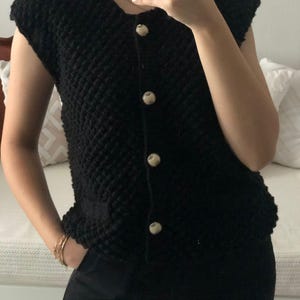 Handmade Buttoned Vest, Handmade Knitted Vest Womens, Warm Chunky Knit Vest for Women, Vintage Style Knitted Vest, Boho Vest