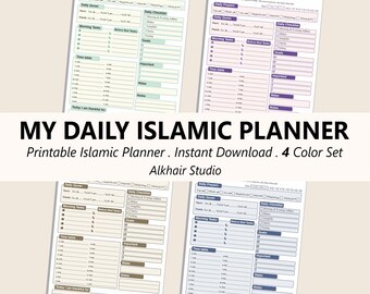 Mi agenda diaria islámica / Diario de productividad musulmán (juego de 4 colores) (PDF imprimible)