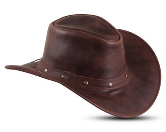 Handmade Leather Cowboy Hat: Unisex Western Outback Style