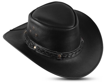Handgemaakte leren cowboyhoed: uniseks outback-westerse stijl
