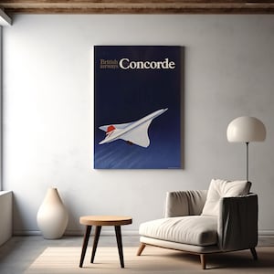 Poster Concorde della British Airways, decorazione da parete per aerei supersonico, stampa vintage di compagnie aeree, regalo per gli amanti dei viaggi (digitale o cartaceo)