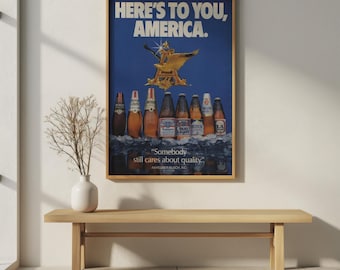 Vintage AnheuserBusch Beer Poster Heres zu Ihnen, Amerika Retro USA Beer Ad Budweiser Michelob Busch Wall Art