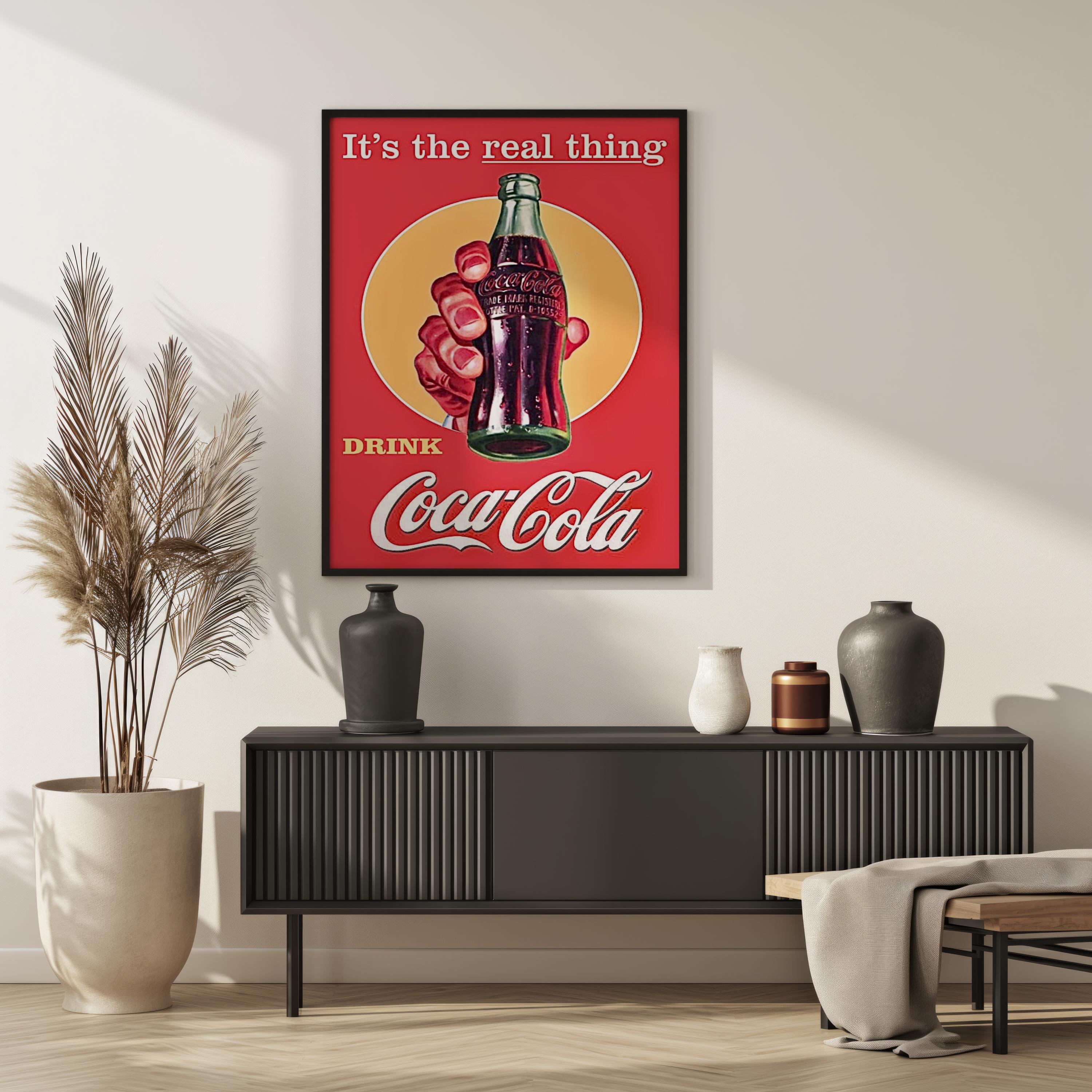 Vintage Coca Cola Poster | Its the Real Thing Retro Ad Print