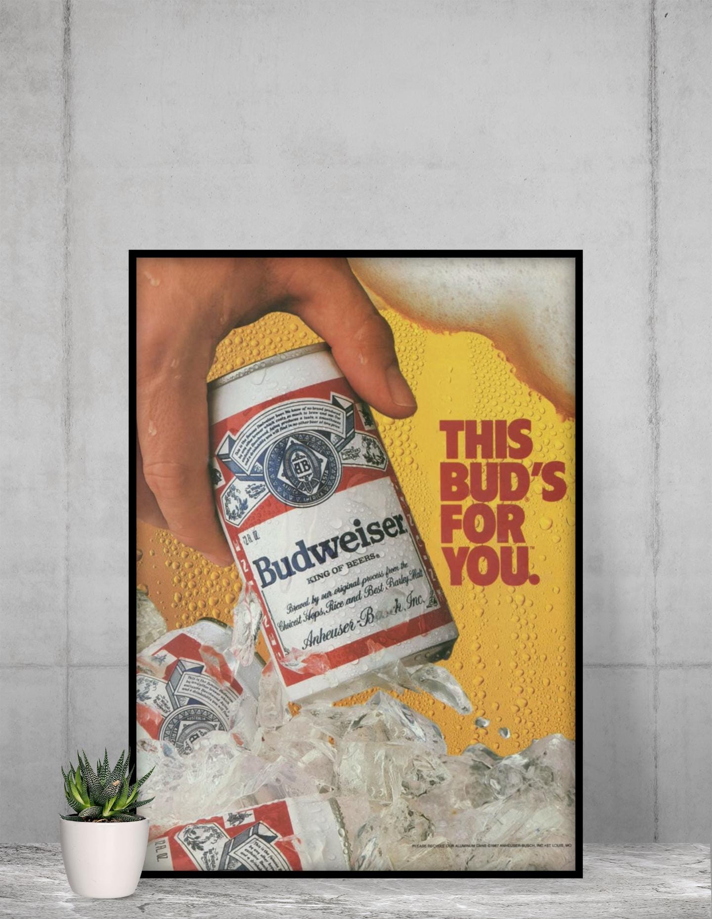 Printable Budweiser Poster – Vintage Beer Ad Wall Art, Yellow