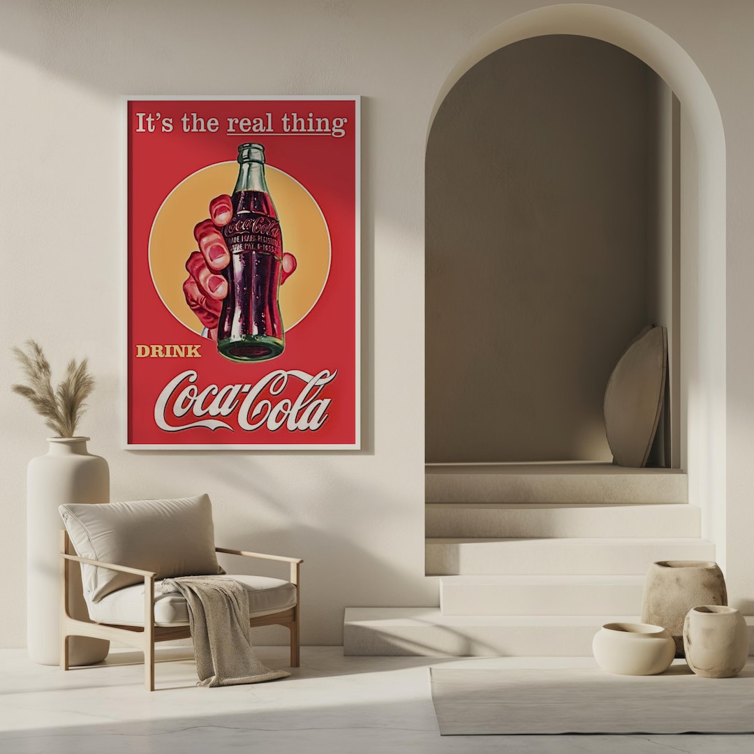 Vintage Coca Cola Poster | Its the Real Thing Retro Ad Print
