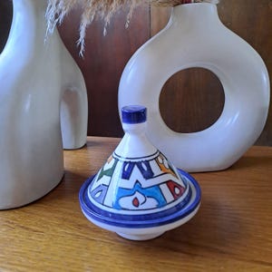 Authentic Moroccan Tagine-12cm Handmade Ceramic Cookware-Traditional Berber Pottery-Colorful Moroccan Kitchen Decor-Gift for Food Lovers