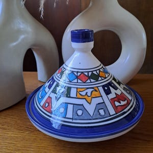 Authentic Moroccan Tagine-20cm Handmade Ceramic Cookware-Traditional Berber Pottery-Colorful Moroccan Kitchen Decor-Gift for Food Lovers