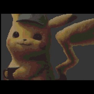 Modèle de point de croix détective Pikachu