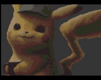 Detective Pikachu Cross Stitch Pattern