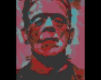 Frankenstein in Pink Cross Stitch Pattern