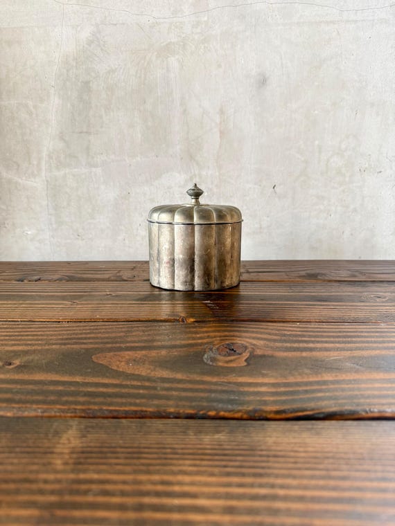 Vintage Pewter Trinket Box, Jewelry Box