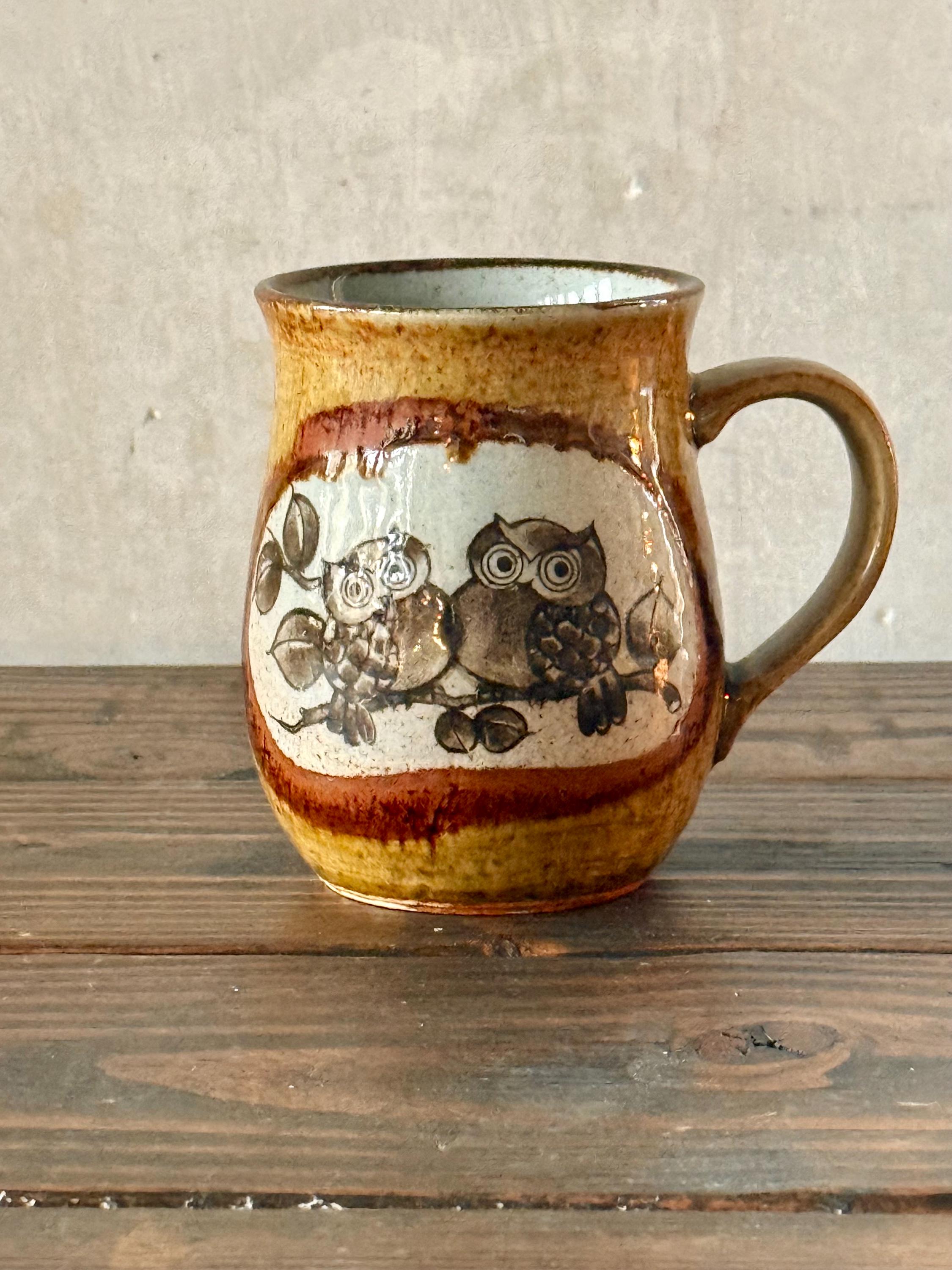 Vintage Stoneware Owl Mug, Coffee Mug