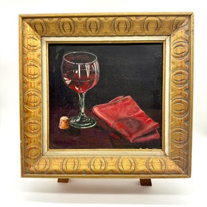 Vintage Framed Original Painting | Red Wine