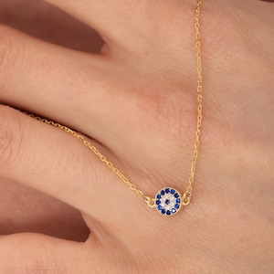 PERIMADE Turkish Evil Eye Charm Pendant,  Nazar Blue Eye Layering Necklace,   Sterling Silver Friendship Jewelry,  Trendy Best Friend Gift