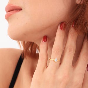 Sterling Silver Duo Birthstone Ring: Round & Pear Cut Couples Ring