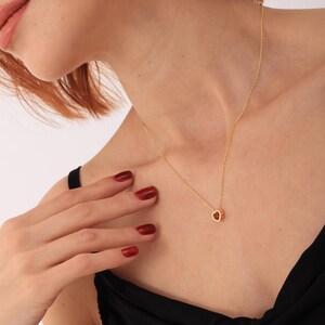 Birthstone Heart Necklace by Caitlyn Minimalist,  Custom Gemstone Necklace,  Personalized Everyday Jewelry,  Birthday Gift