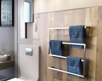 Toallero de níquel cepillado y níquel pulido: organizador de baño industrial de acero inoxidable