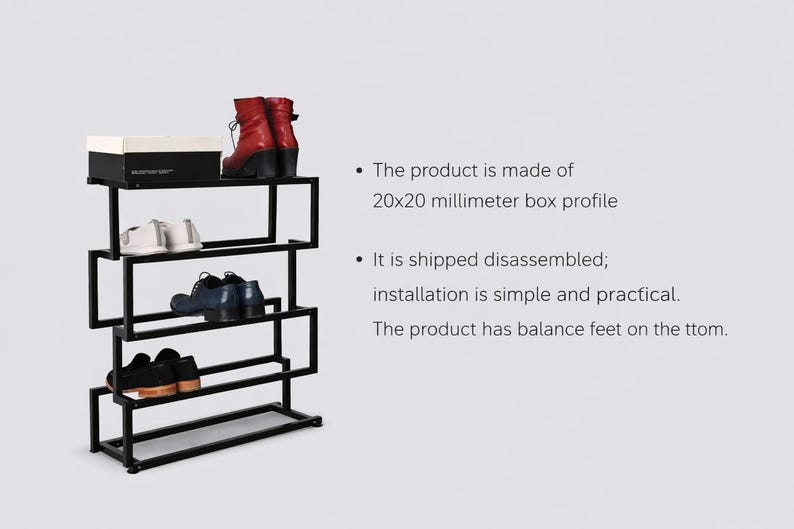 Metall-Schuhregal: Industrielles Flurregal, Loft-Style-Organizer Bild 5