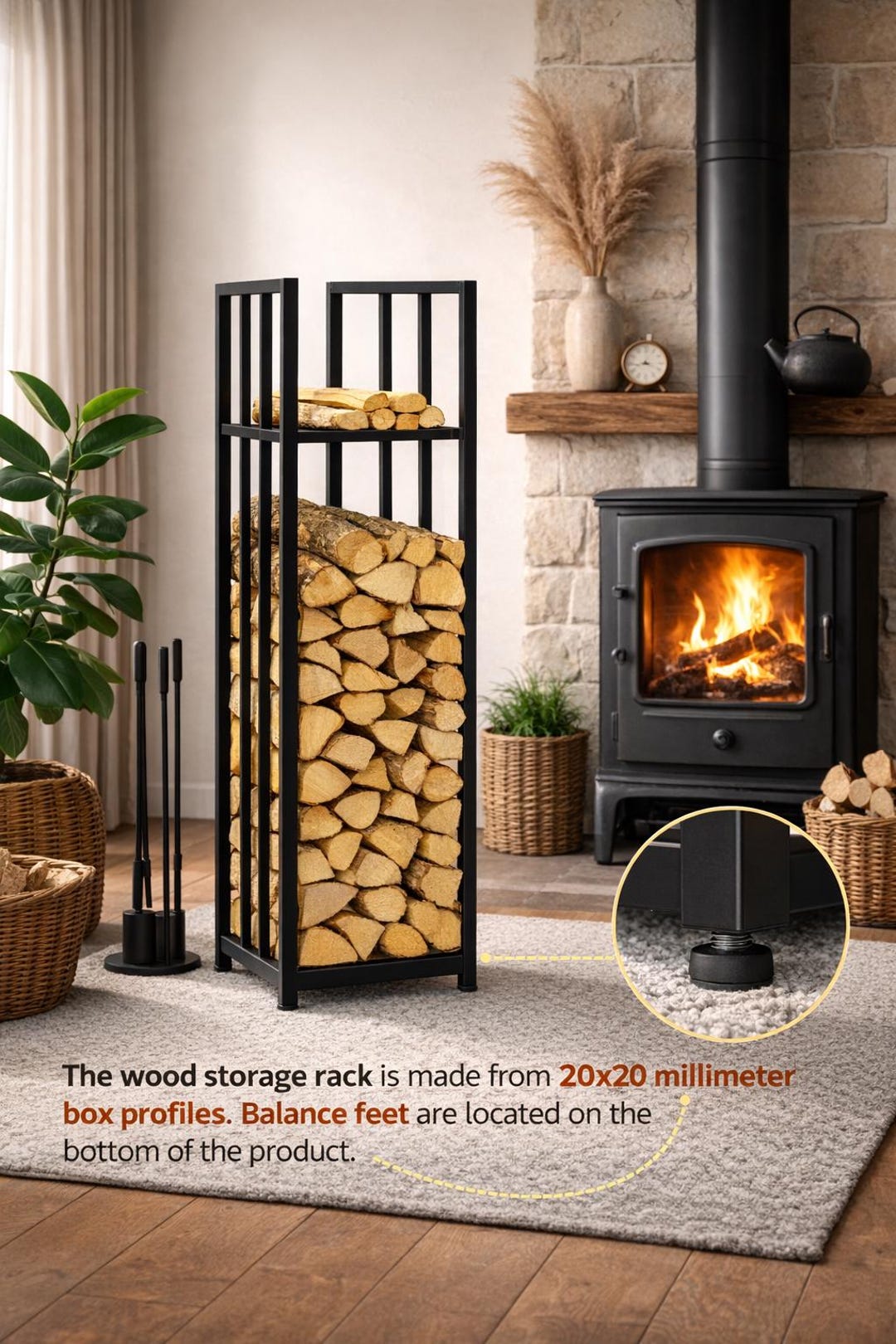 Modern Log Rack Modern Metal Firewood Rack, Farmhouse Fireplace Log Holder - Etsy